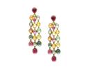 Tresor Collection - 18k Yellow Gold Earring With Multicolor Tourmaline And Diamond