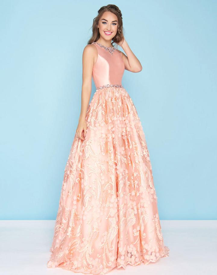 Mac Duggal - 66340h Mikado Jewel Beaded Floral Evening Gown