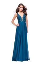 La Femme Gigi - 26061 Lace Deep V-neck Chiffon A-line Gown
