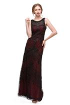 Eureka Fashion - Lattice Motif Illusion Bateau Soutache Gown