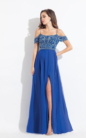 Rachel Allan - 6119 Beaded Chiffon A-line Dress