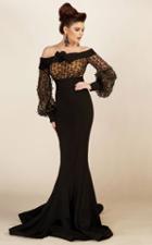 Mnm Couture - S0006 Off Shoulder Long Sleeves Gown With Ribbon Accents