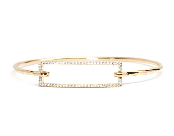 Rachael Ryen - Rectangle Pave Bangle Bracelet (as Seen In Latina Magazine And Brides.com)