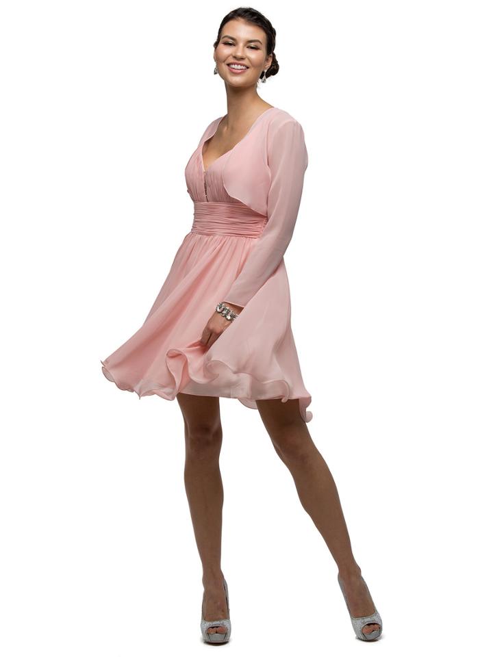 Flirty Ruched V-neck Chiffon Short A-line Dress