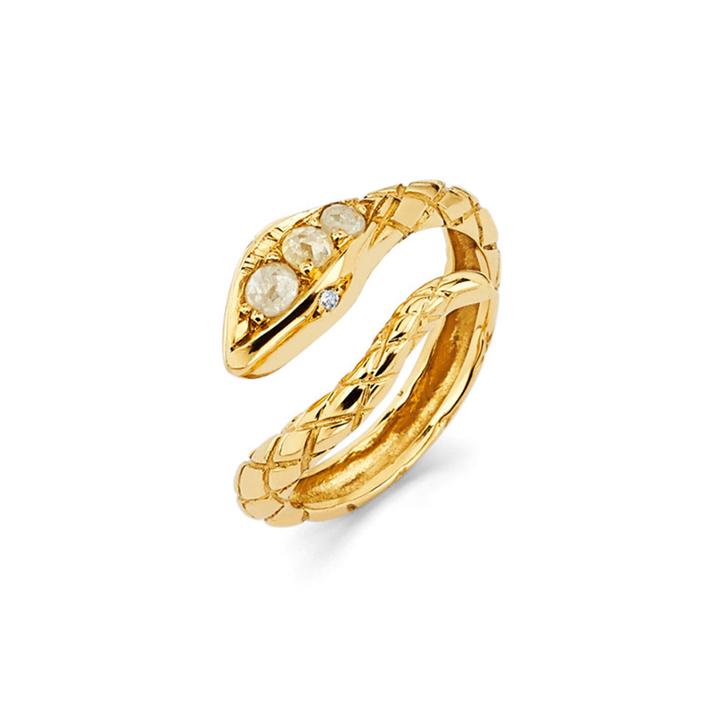 Logan Hollowell - One-of Rose Cut Diamond Snake Ring
