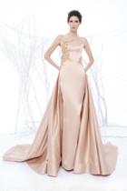 Mnm Couture - N0205 Embroidered Halter Neck Gown With Train