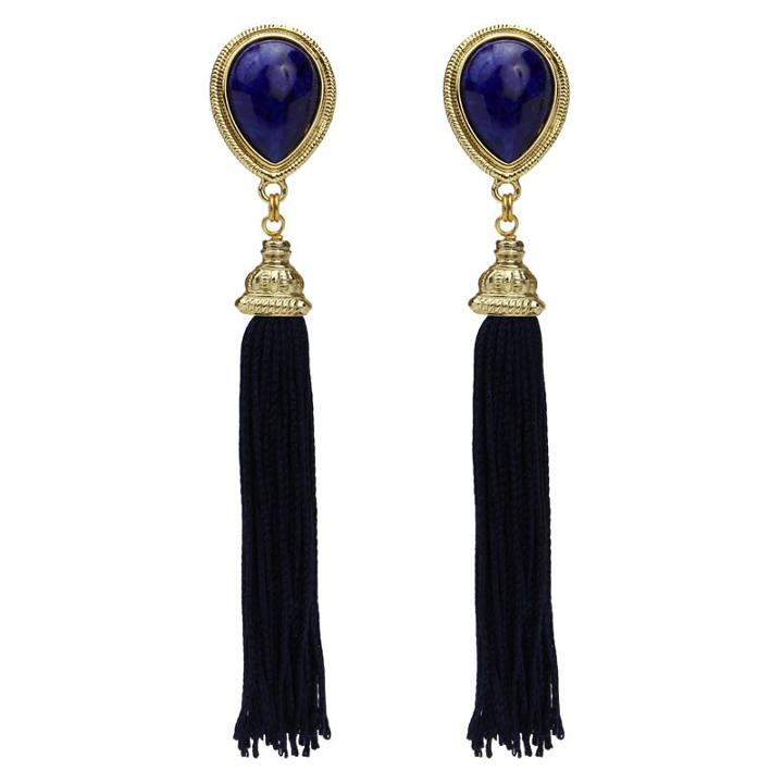 Ben-amun - St. Tropez Teardrop Earrings With Tassel In Lapis