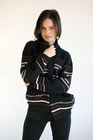 Goddis - Numa Jacquard Cardigan In Black Cherry