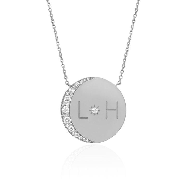 Logan Hollowell - Sterling Silver Love You To The Moon And Back Necklace With Diamonds