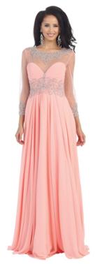 Elegant Long Sleeve Sequined Chiffon Dress
