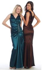 V Neckline Pleated Mermaid Gown