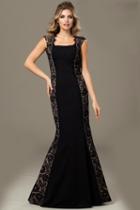 Jovani - 98174 Cap Sleeves Mermaid Long Gown