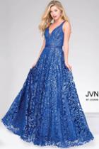 Jovani - Blue Embellished Lace Prom Ballgown Jvn50320