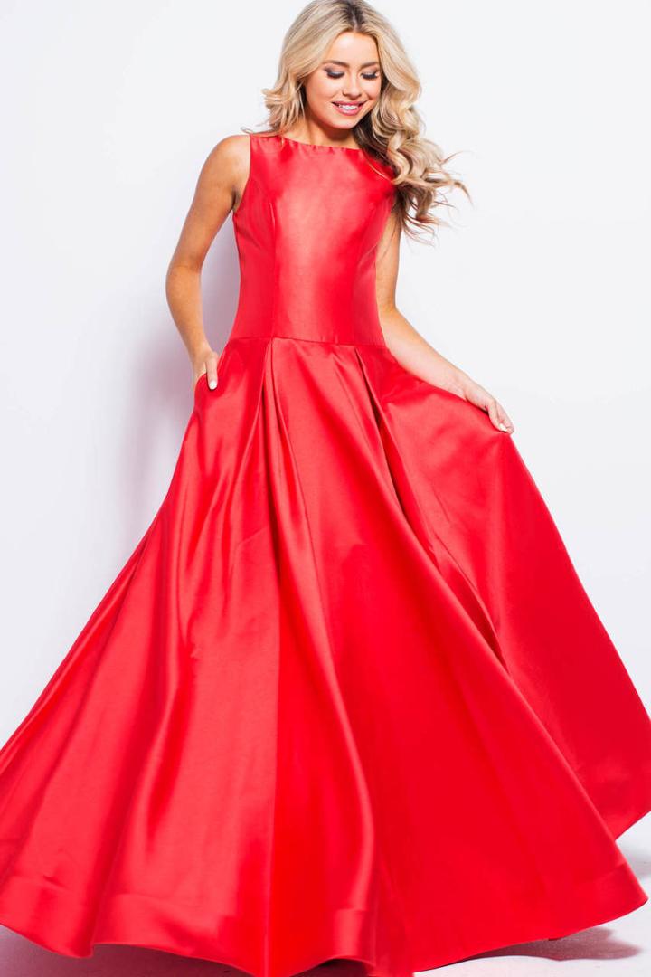 Jovani - Jvn46004 Sleeveless Drop Waist Mikado A-line Gown