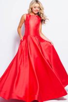 Jovani - Jvn46004 Sleeveless Drop Waist Mikado A-line Gown