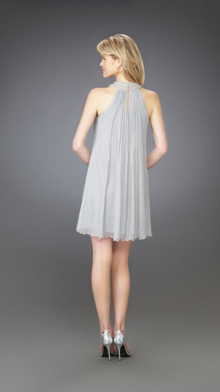 La Femme - Flirty Pleated Halter A-line Dress 13963