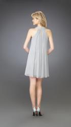 La Femme - Flirty Pleated Halter A-line Dress 13963