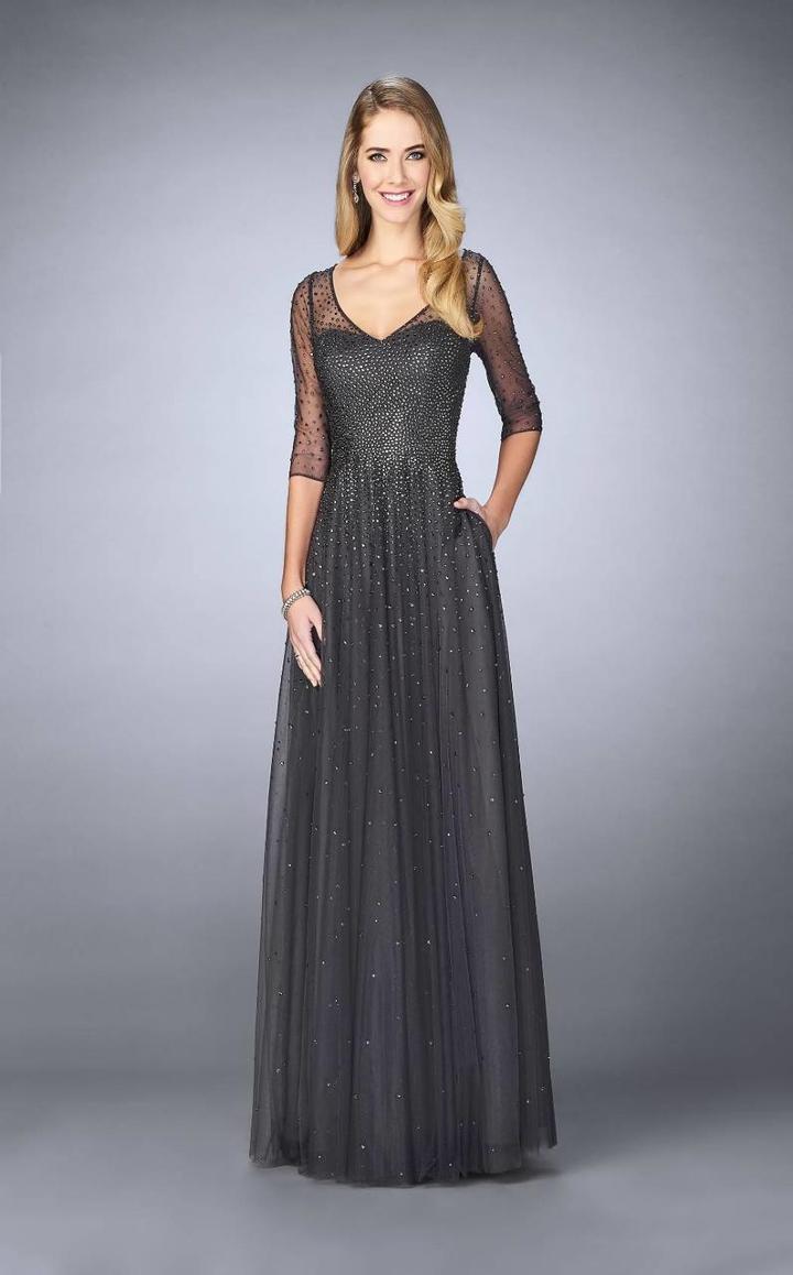La Femme - 24894 Sheered And Sequined Evening Gown