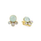 Margaret Elizabeth - Petite Cluster Studs Aqua Chalcedony & Moonstone