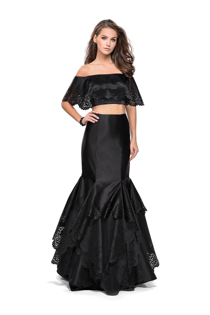 La Femme - 26193 Two Piece Laser Cut Mermaid Dress