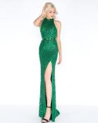 Cassandra Stone - 4556a Diamond Motif Racerback Sheath Gown