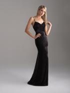 Madison James - 18-639 Slim Straps Sequined Sheath Gown
