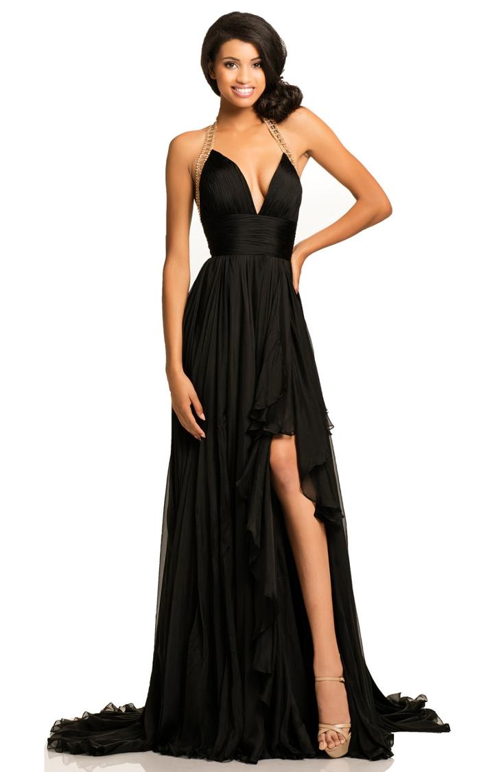 Johnathan Kayne - 8006 Gold Beaded Halter Chiffon A-line Dress