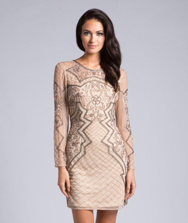 Lara Dresses - 33169 Embellished Long Sleeve Sheath Dress