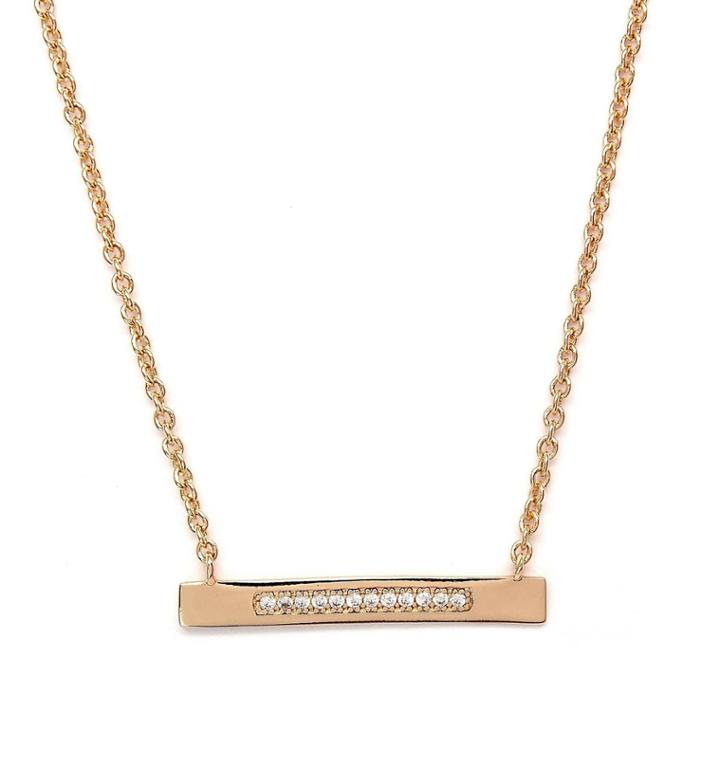 Rachael Ryen - Micro Pave Bar Necklace Gold