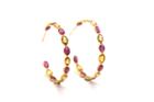 Tresor Collection - Pink Tourmaline & Yellow Sapphire Hoop Earring In 18k Yellow Gold
