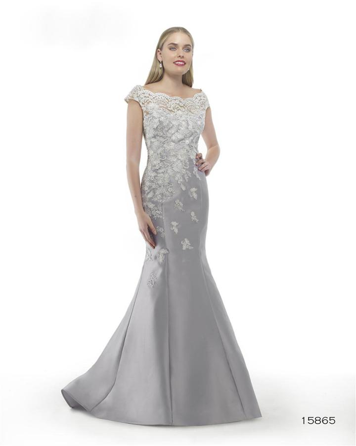 Morrell Maxie - 15865 Off The Shoulder Floral Applique Evening Gown