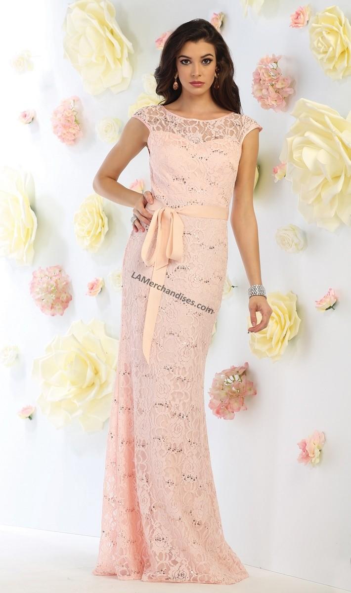 May Queen - Mq1447 Lace Bateau Sheath Dress