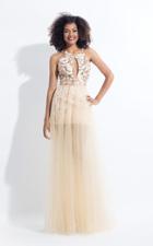 Rachel Allan - 6135 Sequined Halter Gown With Overskirt
