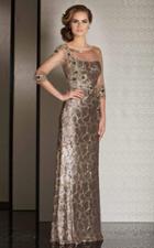 Clarisse - M6219 Gleaming Sequined Illusion Evening Gown