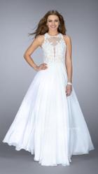 La Femme - Whimsical Jewel Illusion Lace Long Evening Gown 23704