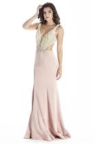 Jolene Collection - 17060 Plunging V Neck Cut Out Trumpet Gown