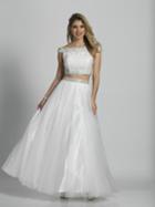 Dave & Johnny - A6092 Crystal Beaded Off Shoulder A-line Gown