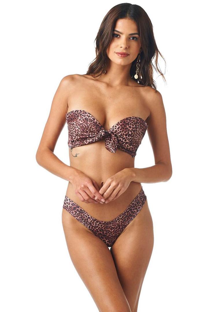 Montce Swim - Leopard Print Sleeveless Cabana Top X Uno Bottom Bikini Set