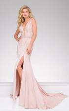 Jovani - 36094a Bejeweled Plunging Neck Evening Gown