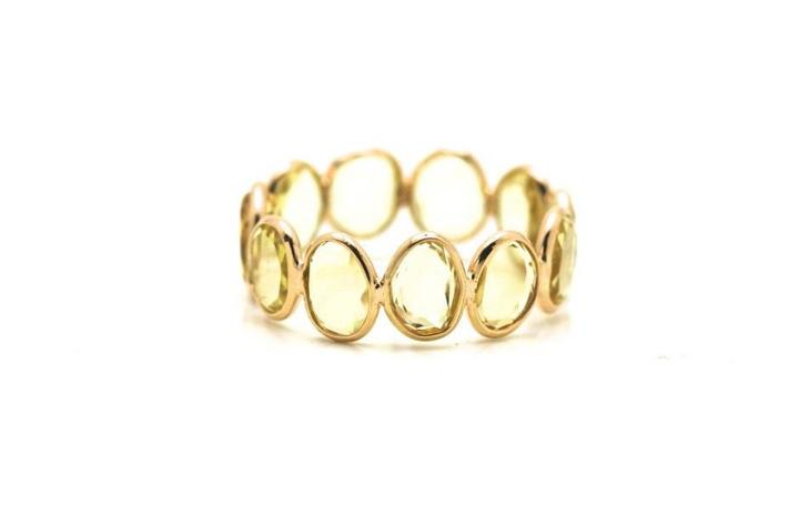 Tresor Collection - Lemon Quartz Slices Ring Bands In 18k Yellow Gold