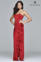Faviana - 7950 Strapless Stretch Faille Dress With Side Cascade And Slit