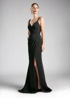 Cinderella Divine - Sleeveless Wrap Bodice Drape-detailed Gown