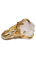 Again Collection - Fire 18k Gold Plated Sterling Rose Quartz Pinky Ring In Gold, Pink