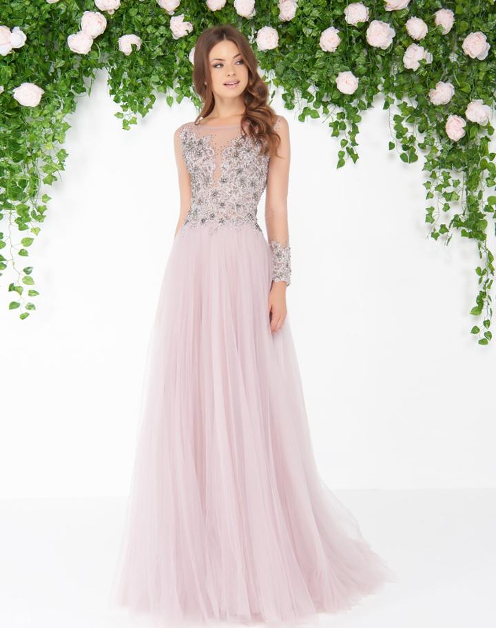 Mac Duggal - 20076d Lace And Stone Embellished Tulle Dress