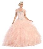 May Queen - Jewel-embellished Sweetheart Ruffled Ball Gown With Bolero Lk51