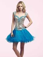 Mac Duggal - Beaded A Line Cocktail Dress In Turquoise 82095n