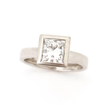 Teri Jon - Princess Diamond Bezel Setting Engagement Ring