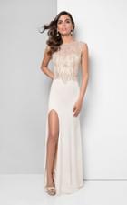 Terani Couture - Cap Sleeve Embroidered Bodice With Side Slit Dress 1712e3266