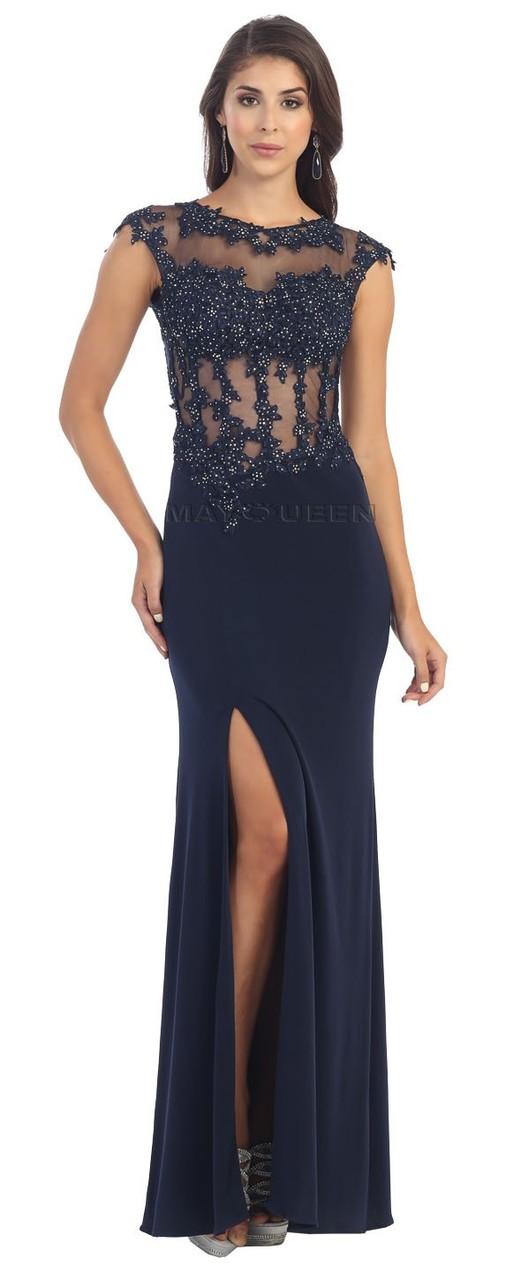 Trendsetting Beaded And Laced Cap Sleeve Bateau Neck Sheath Dress