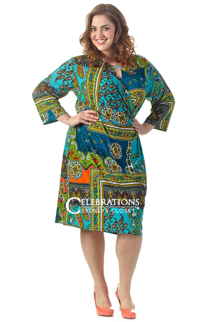 Sydney's Closet - Ce1514 Plus Size Dress In Print/multi